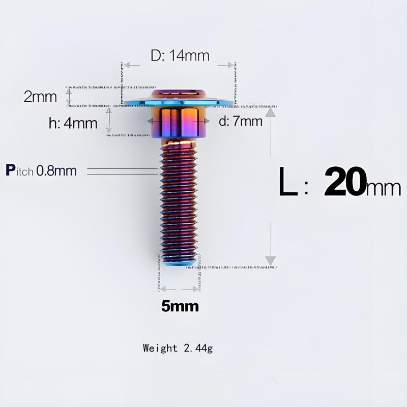 M5x10-36.5mm Titanium Shoulder Bolts for Motorcycle - Blue
