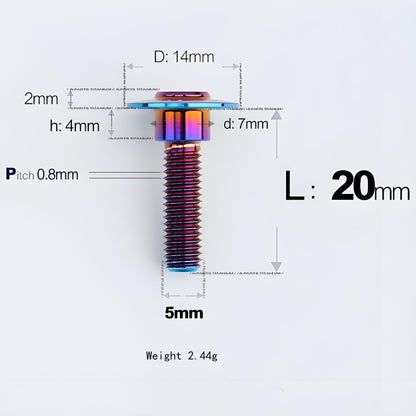 M5x10-36.5mm Titanium Shoulder Bolts for Motorcycle - Blue