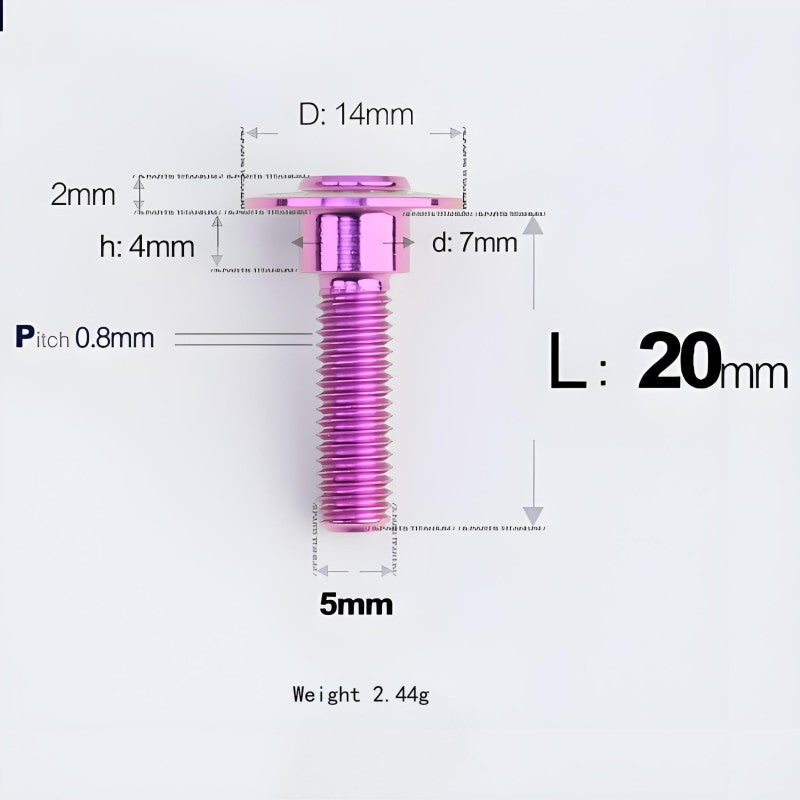 M5x10-36.5mm Titanium Shoulder Bolts for Motorcycle - Purple