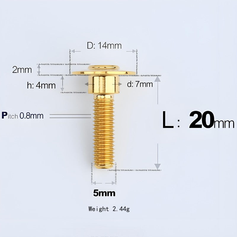 M5x10-36.5mm Titanium Shoulder Bolts for Motorcycle - Gold