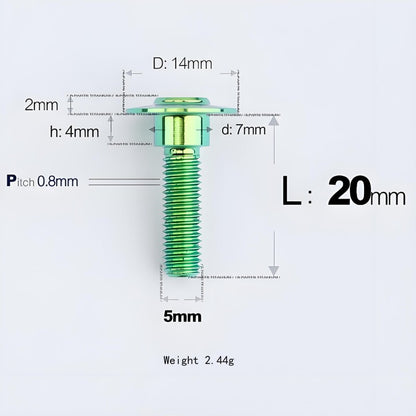 M5x10-36.5mm Titanium Shoulder Bolts for Motorcycle - Green