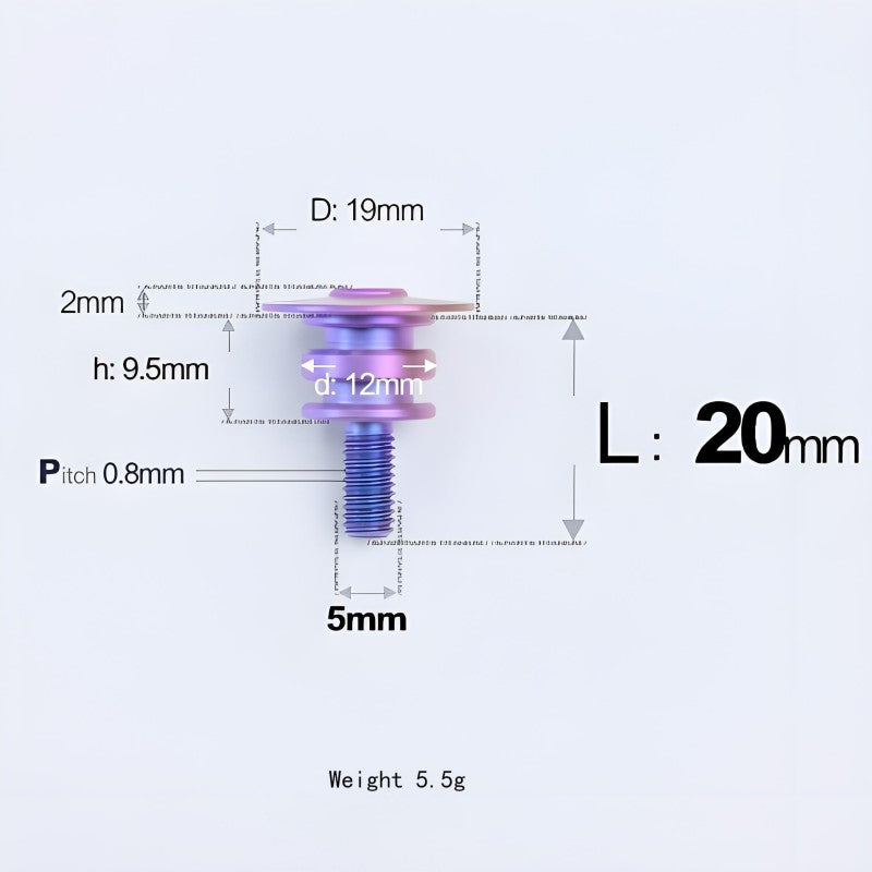 M5x10-36.5mm Titanium Shoulder Bolts for Motorcycle - Candy