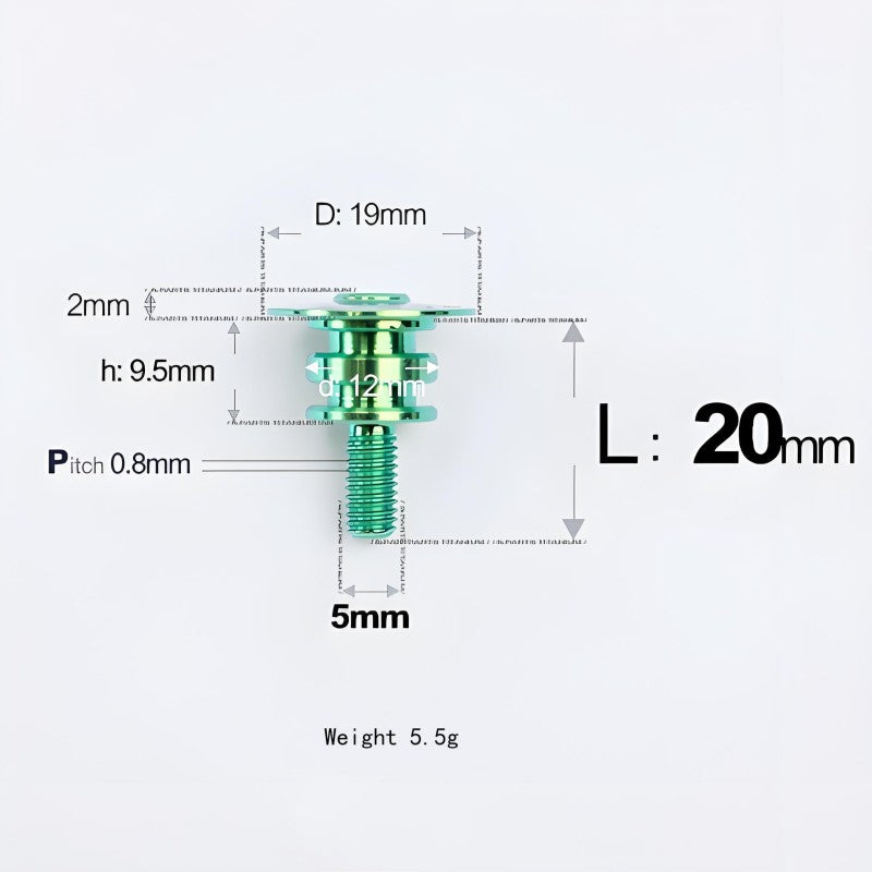 M5x10-36.5mm Titanium Shoulder Bolts for Motorcycle - Green