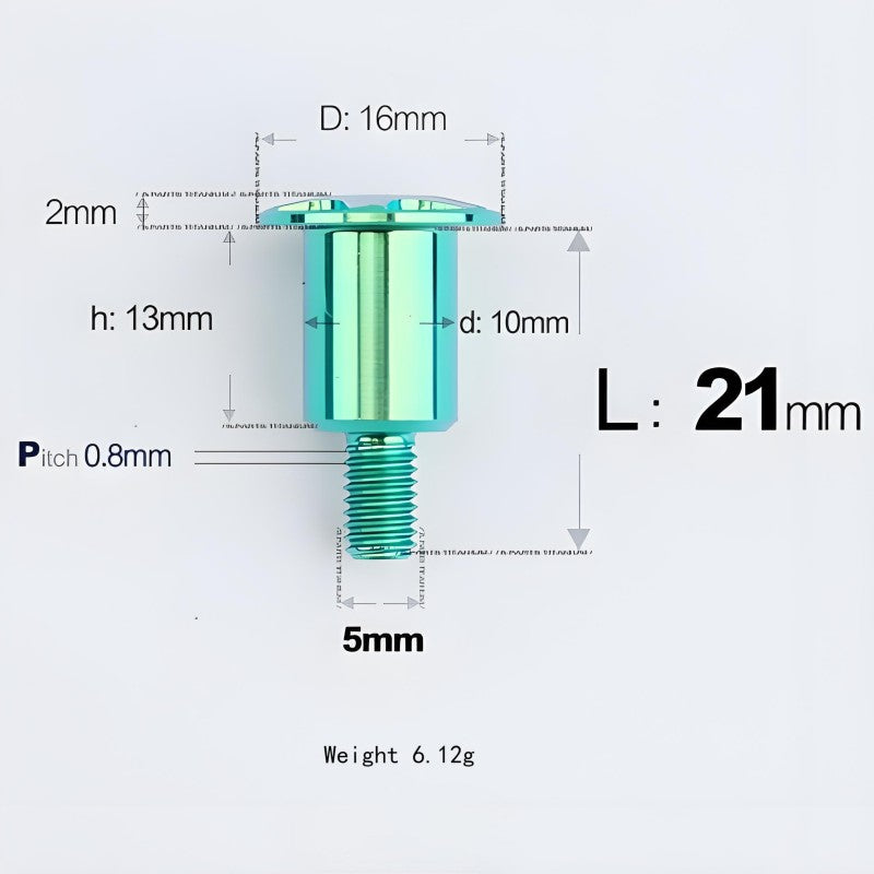 M5x10-36.5mm Titanium Shoulder Bolts for Motorcycle - Green