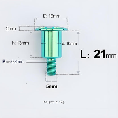 M5x10-36.5mm Titanium Shoulder Bolts for Motorcycle - Green