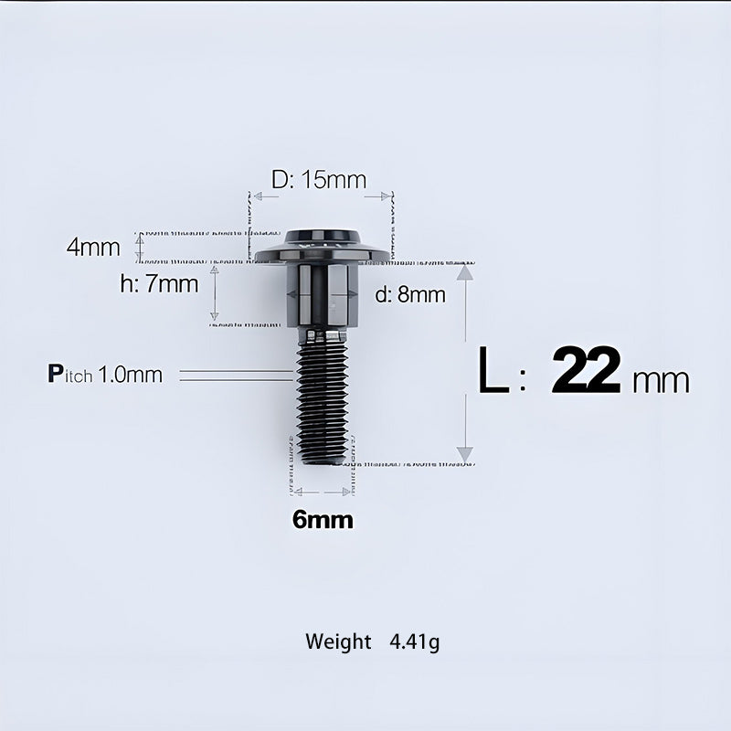 M6x11-45mm Titanium Shoulder Bolts for Motorcycle -  Black