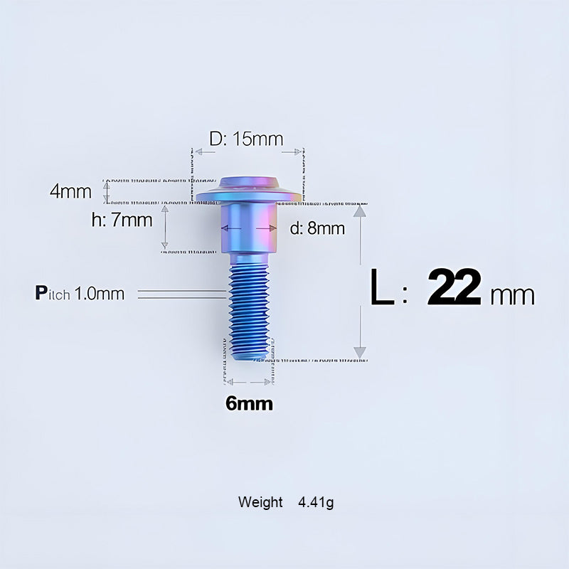 Grade 5 Titanium M6 Shoulder Bolts for Motorcycles & E-Bikes | Candy Color | Multiple Lengths