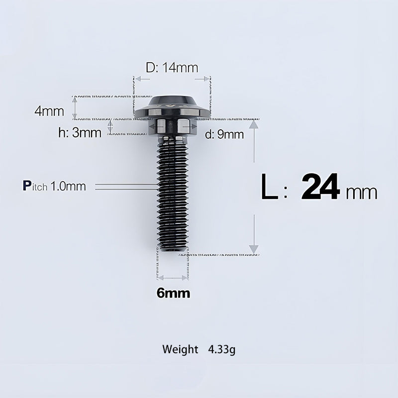 M6x11-45mm Titanium Shoulder Bolts for Motorcycle -  Black