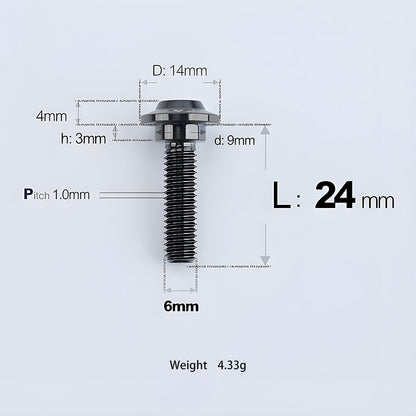 M6x11-45mm Titanium Shoulder Bolts for Motorcycle -  Black