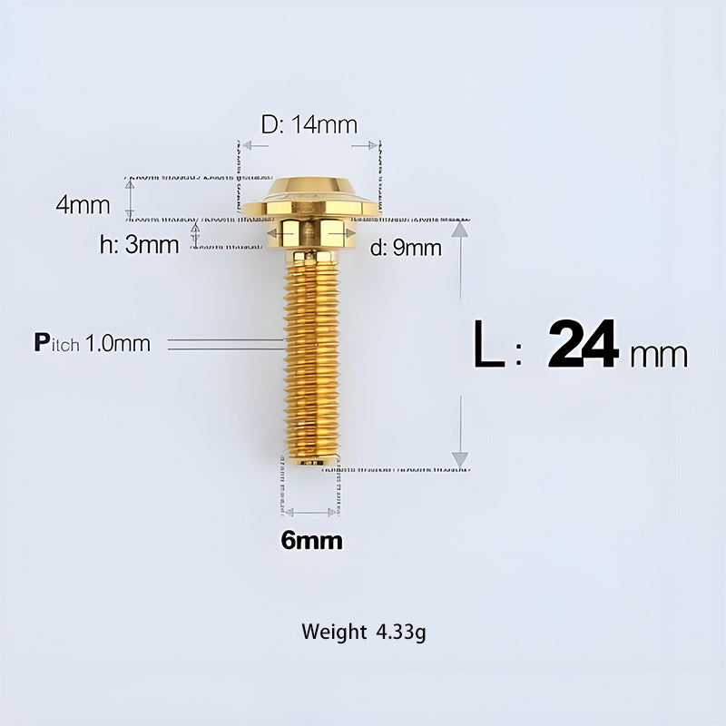 M6x11-45mm Gold Titanium Shoulder Bolts for Motorcycle