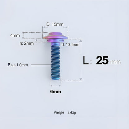 Grade 5 Titanium M6 Shoulder Bolts for Motorcycles & E-Bikes | Candy Color | Multiple Lengths