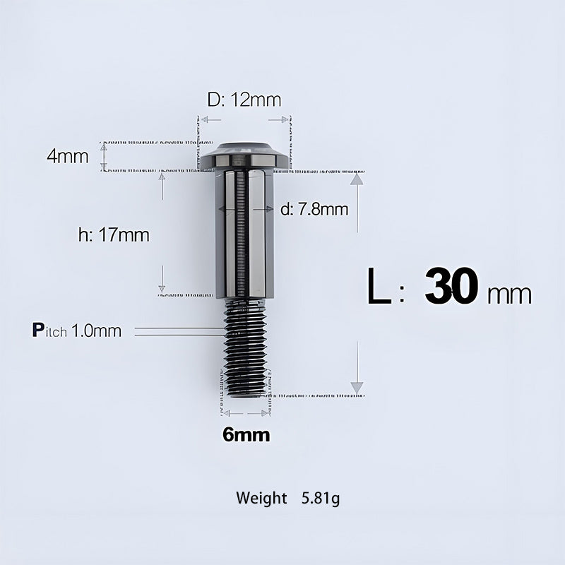 M6x11-45mm Titanium Shoulder Bolts for Motorcycle -  Black