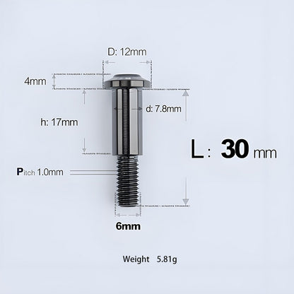 M6x11-45mm Titanium Shoulder Bolts for Motorcycle -  Black