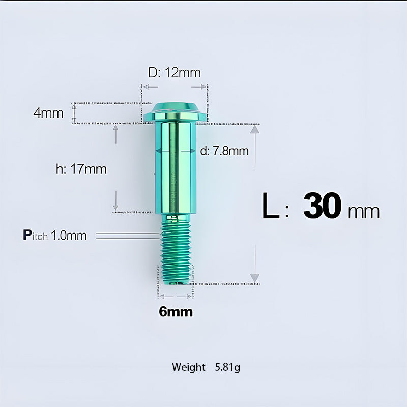 M6x11-45mm Titanium Shoulder Bolts for Motorcycle -  Green