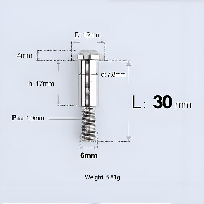 M6x11-45mm Titanium Shoulder Bolts for Motorcycle -  TI