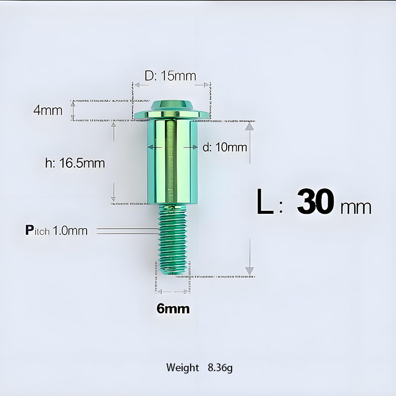 M6x11-45mm Titanium Shoulder Bolts for Motorcycle -  Green