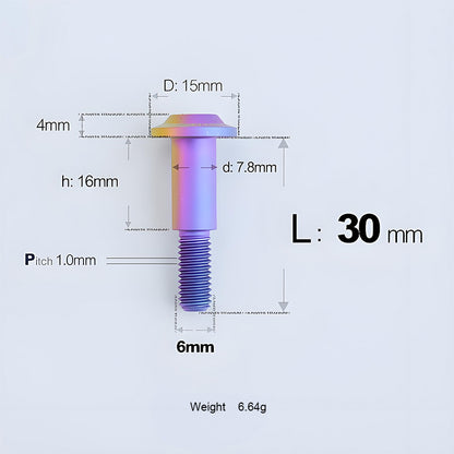 Grade 5 Titanium M6 Shoulder Bolts for Motorcycles & E-Bikes | Candy Color | Multiple Lengths