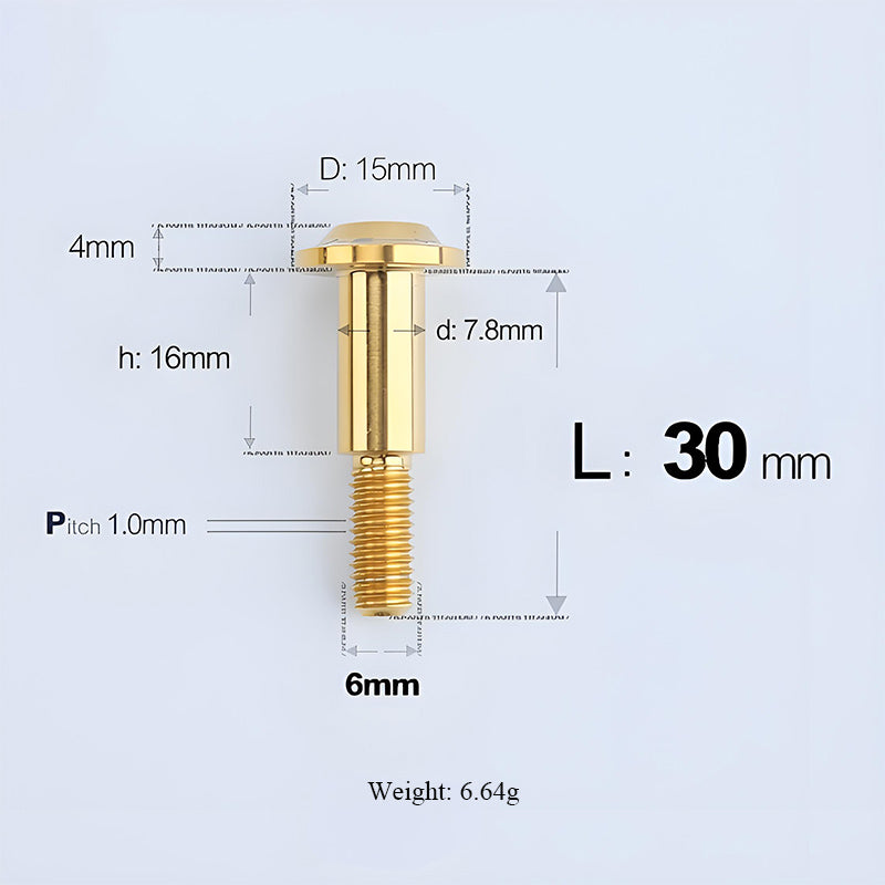 M6x11-45mm Gold Titanium Shoulder Bolts for Motorcycle