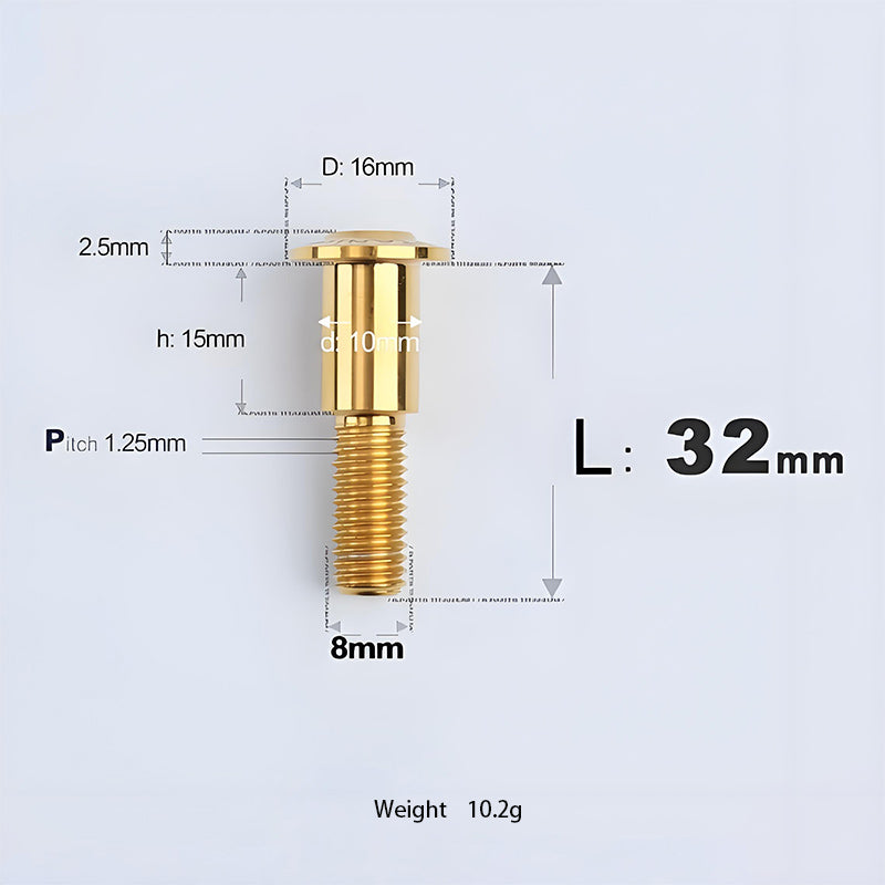 M8x13-48mm Gold Titanium Shoulder Bolts for Motorcycle