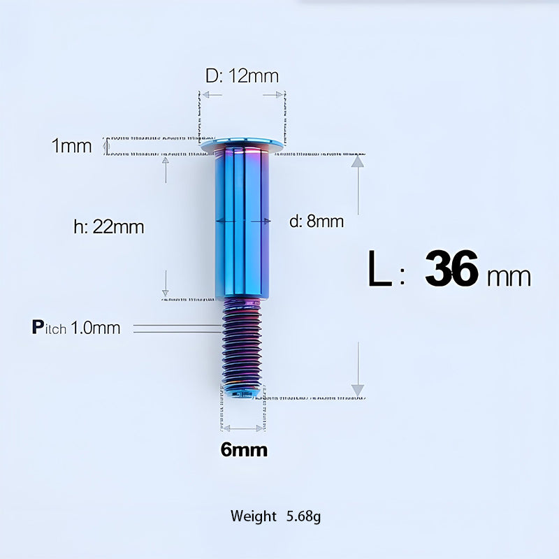 M6x11-45mm Titanium Shoulder Bolts for Motorcycle -  Blue
