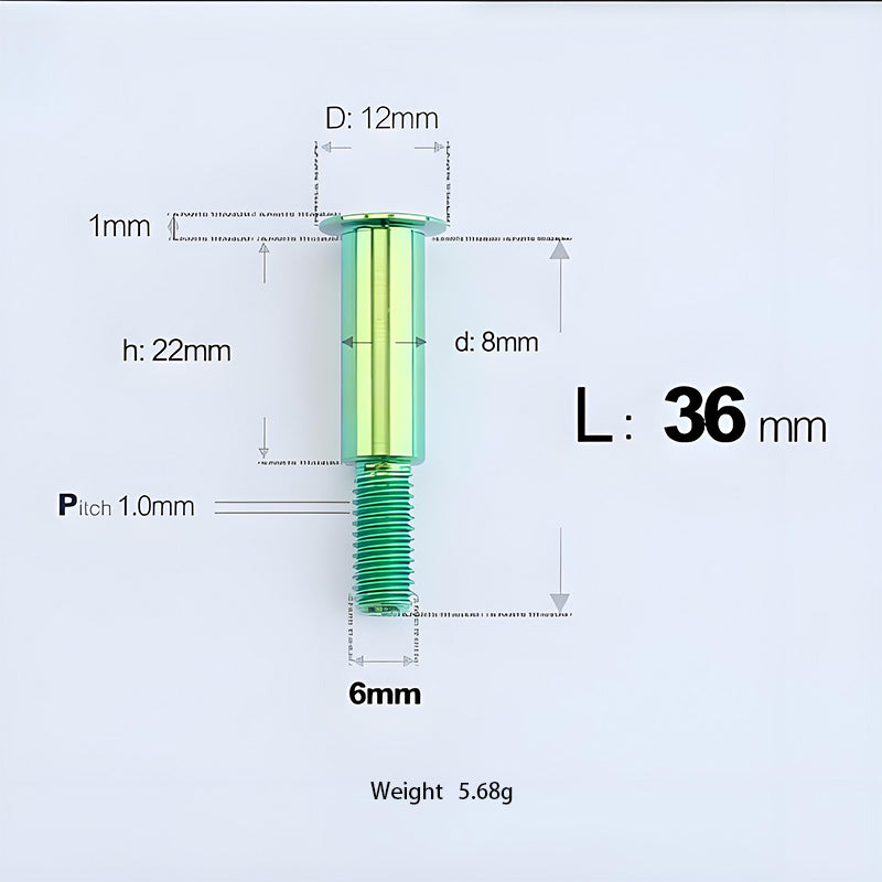 M6x11-45mm Titanium Shoulder Bolts for Motorcycle -  Green