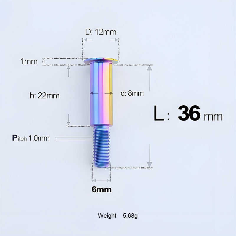 Grade 5 Titanium M6 Shoulder Bolts for Motorcycles & E-Bikes | Candy Color | Multiple Lengths