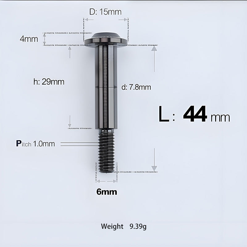 M6x11-45mm Titanium Shoulder Bolts for Motorcycle -  Black