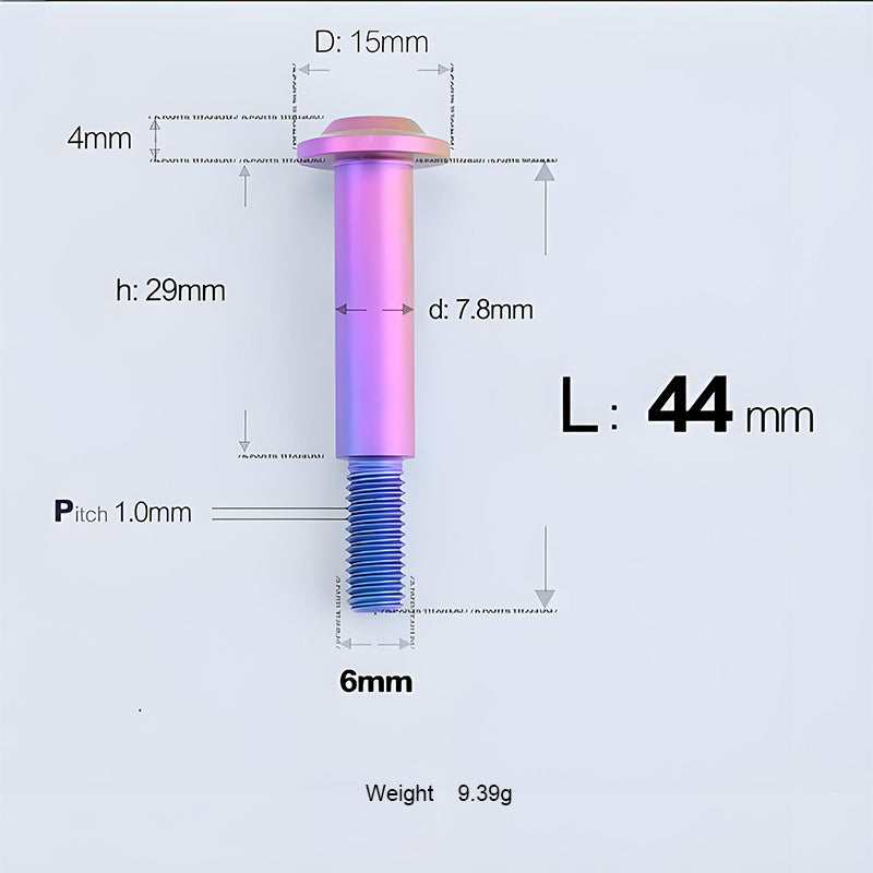 Grade 5 Titanium M6 Shoulder Bolts for Motorcycles & E-Bikes | Candy Color | Multiple Lengths