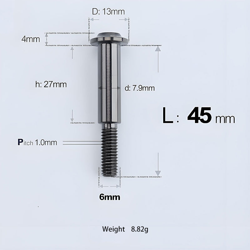 M6x11-45mm Titanium Shoulder Bolts for Motorcycle -  Black