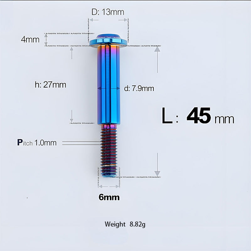 M6x11-45mm Titanium Shoulder Bolts for Motorcycle -  Blue
