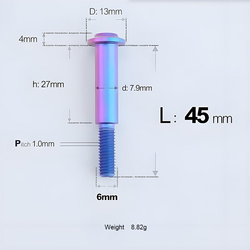 Grade 5 Titanium M6 Shoulder Bolts for Motorcycles & E-Bikes | Candy Color | Multiple Lengths