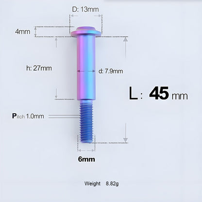 Grade 5 Titanium M6 Shoulder Bolts for Motorcycles & E-Bikes | Candy Color | Multiple Lengths