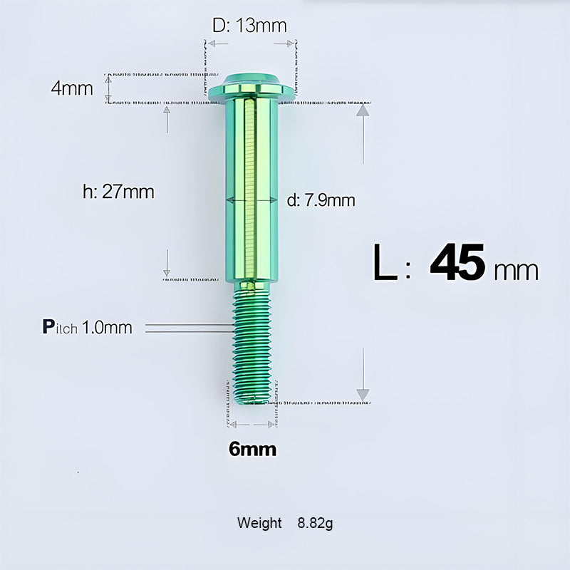 M6x11-45mm Titanium Shoulder Bolts for Motorcycle -  Green