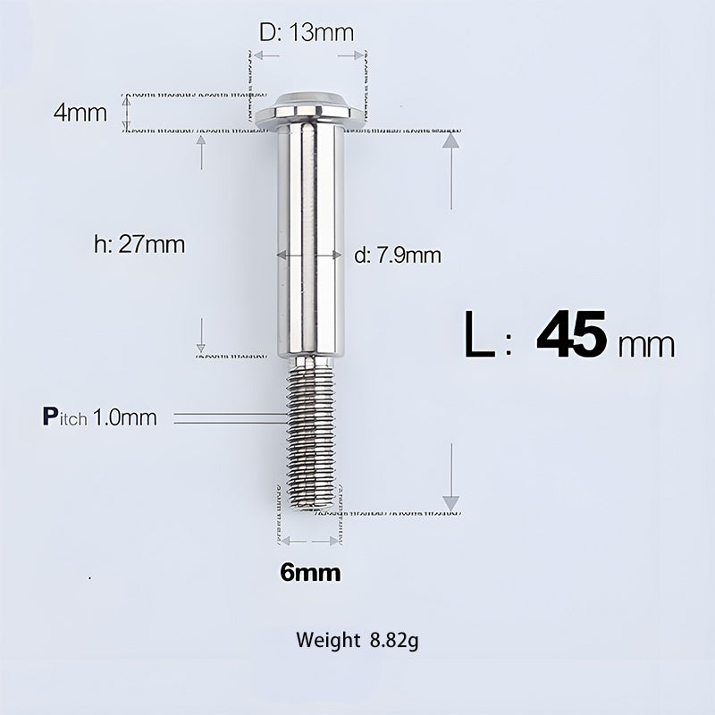 M6x11-45mm Titanium Shoulder Bolts for Motorcycle -  TI