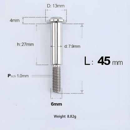 M6x11-45mm Titanium Shoulder Bolts for Motorcycle -  TI