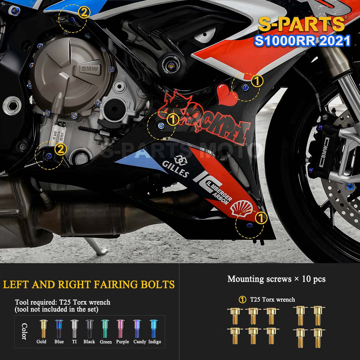 Grade 5 Titanium Bolts & Fasteners for 2021 BMW S1000RR