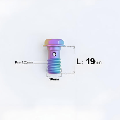 M10 x 19mm Titanium Single Banjo Bolt – 1.25mm Thread Pitch