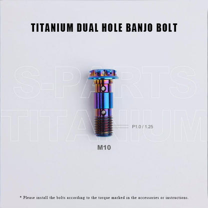 M10 x 29mm Titanium Dual Hole Banjo Bolt (P1.0 / P1.25)