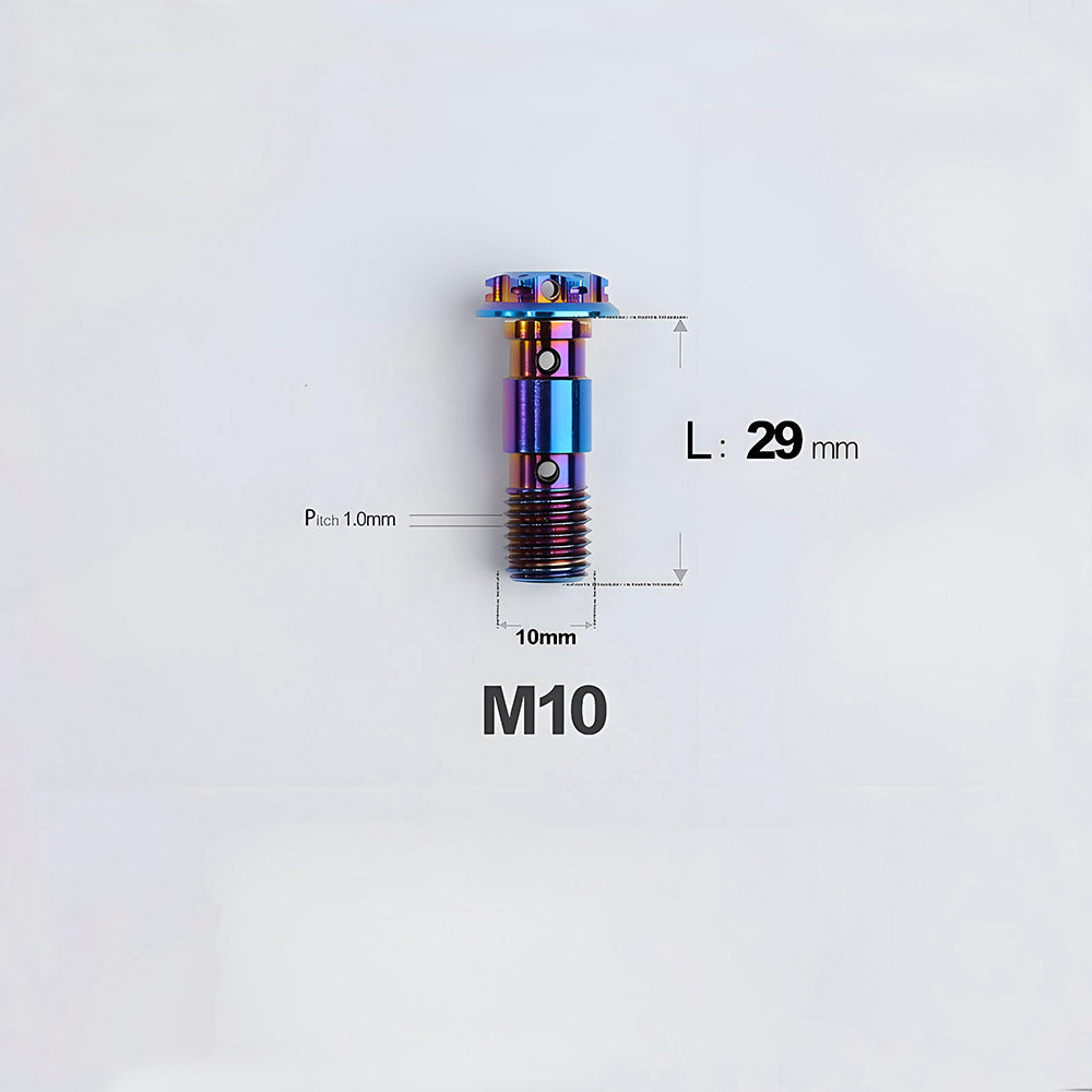 M10 x 29mm Titanium Dual Hole Banjo Bolt (P1.0 / P1.25)
