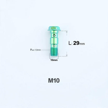 M10 x 29mm Titanium Dual Hole Banjo Bolt (P1.0 / P1.25)