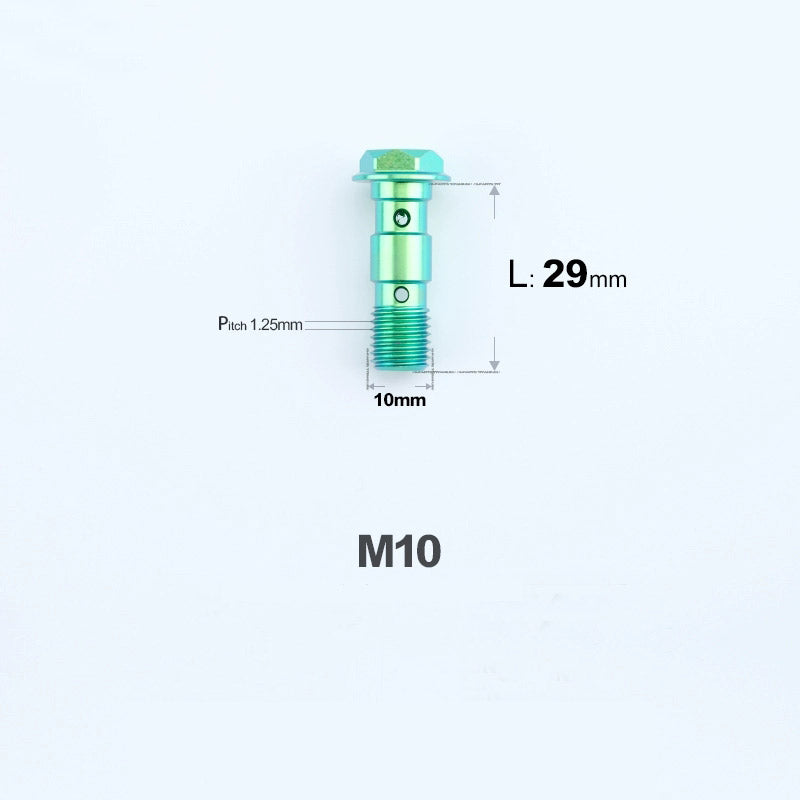 M10 x 29mm Titanium Dual Hole Banjo Bolt (P1.0 / P1.25)