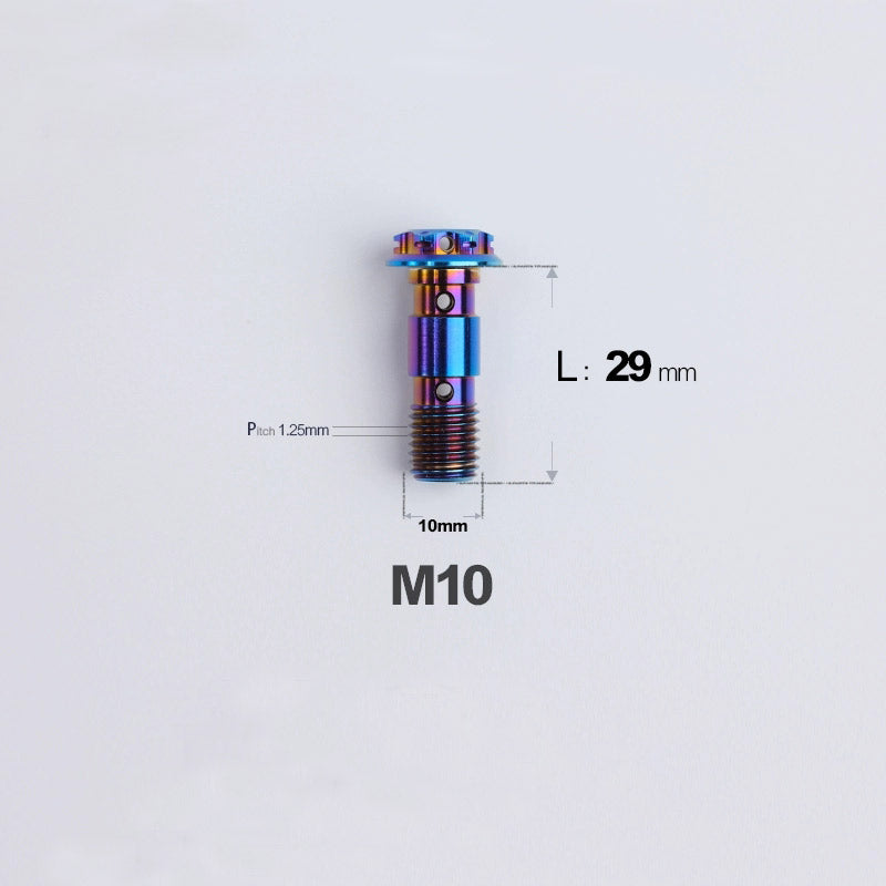 M10 x 29mm Titanium Dual Hole Banjo Bolt (P1.0 / P1.25)