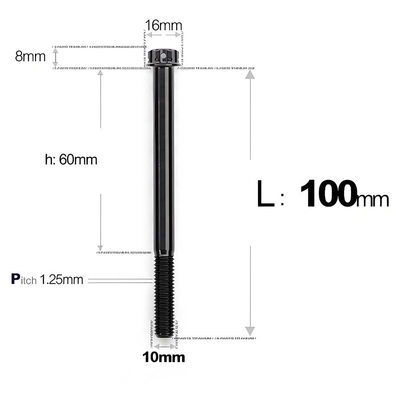 M10x85-120mm Titanium Motorcycle Bolts with 1.25mm Pitch