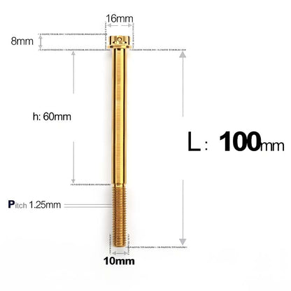 M10x85-120mm Titanium Motorcycle Bolts with 1.25mm Pitch