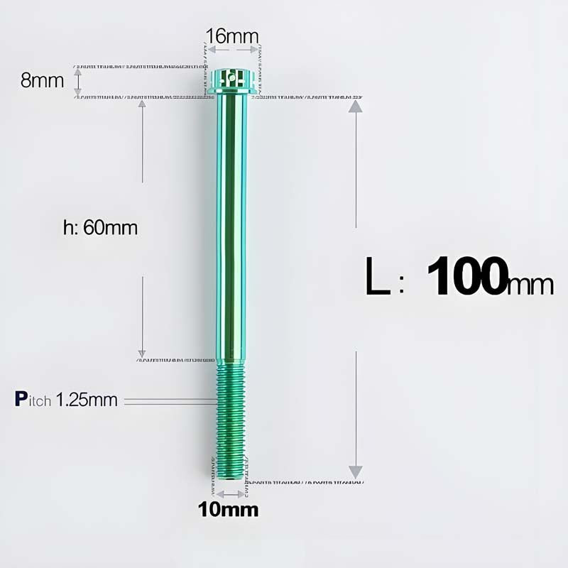 M10x85-120mm Titanium Motorcycle Bolts with 1.25mm Pitch