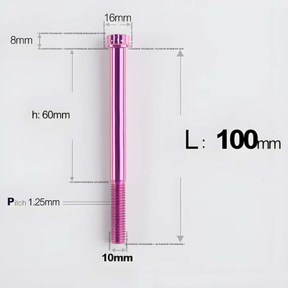 M10x85-120mm Titanium Motorcycle Bolts with 1.25mm Pitch