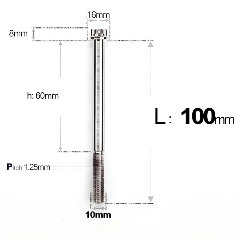 M10x85-120mm Titanium Motorcycle Bolts with 1.25mm Pitch