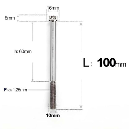M10x85-120mm Titanium Motorcycle Bolts with 1.25mm Pitch