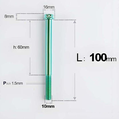 M10x65-120mm Titanium Motorcycle Bolts with 1.5mm Pitch