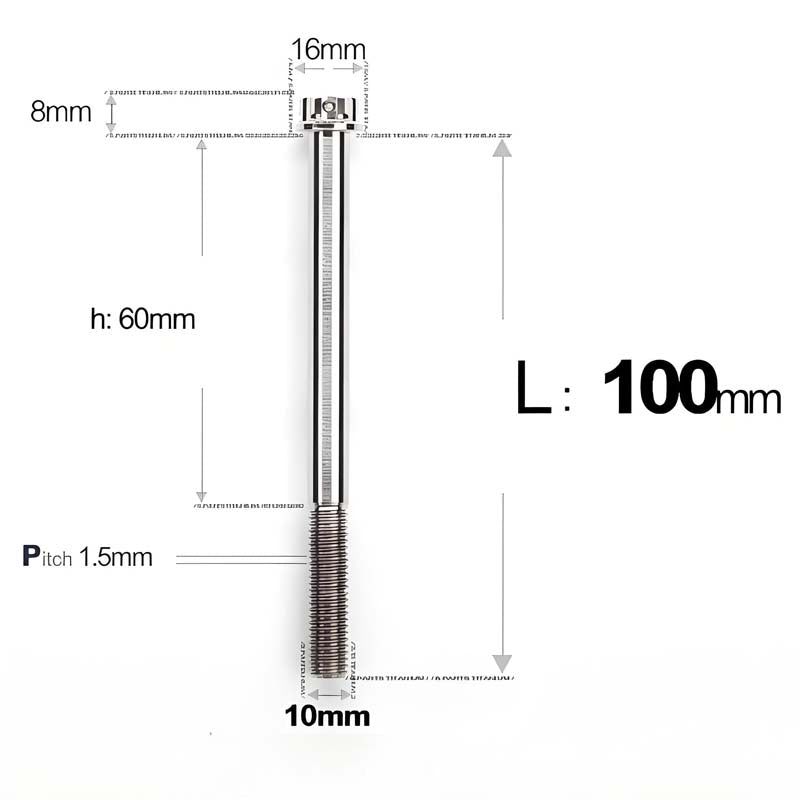 M10x65-120mm Titanium Motorcycle Bolts with 1.5mm Pitch